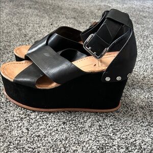 Black Platform Wedge Sandals